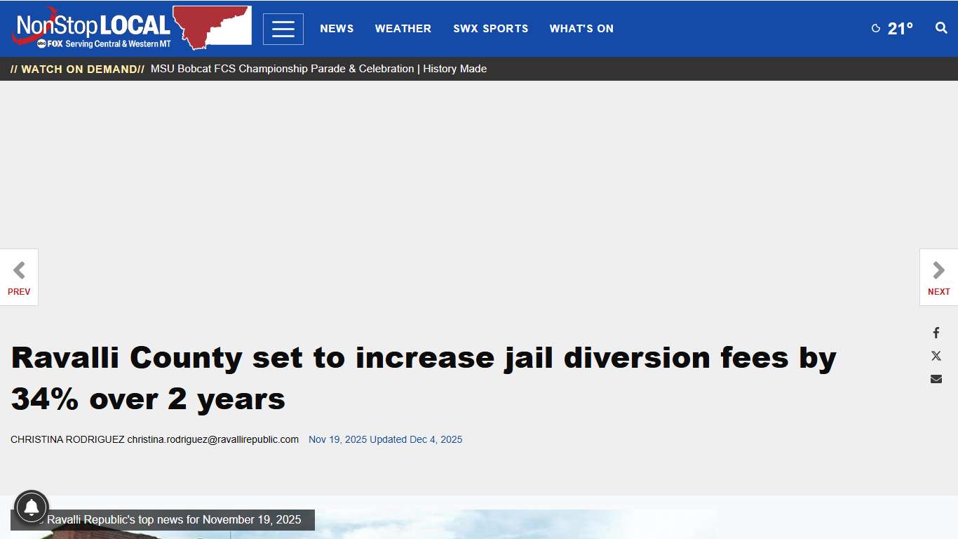 Ravalli County officials approve jail diversion fee increase | Montana News | montanarightnow.com